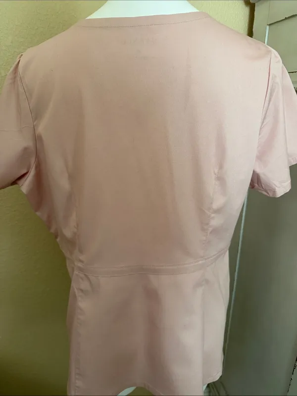 Jaanuu Dusty Pink Short Sleeve Scoop Neck Medical Top - Image 6