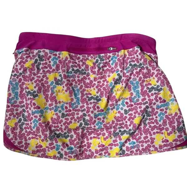 Nike Skort Skirt Women, small, Fuchsia Circle‎ Print Dri Fit Zip Pocket Shorts - Image 4