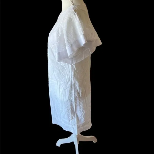J.Crew Womens Dress White Swiss Dot Flutter Sleeve Shift Little White dress - Image 5