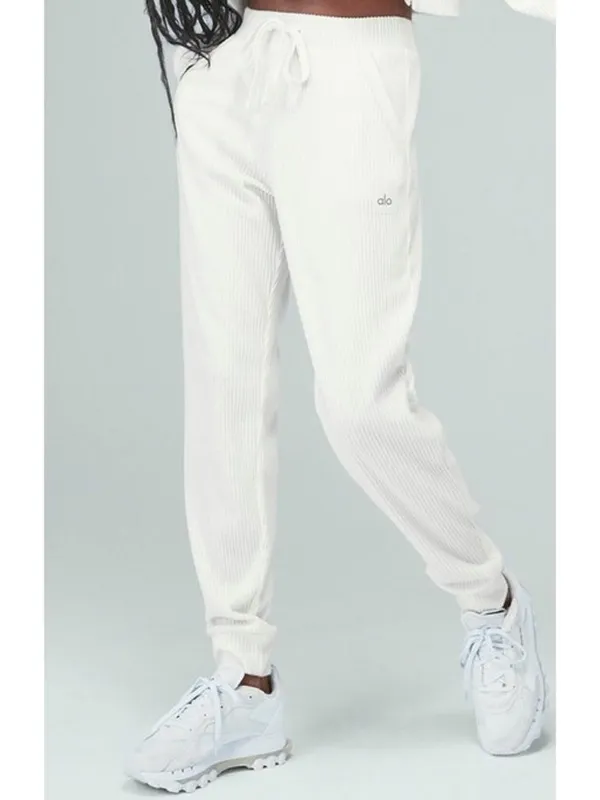 Alo Muse Sweatpants Ivory Cream Beige Stretchy High-Rise Waist Sweats Joggers L - Image 6