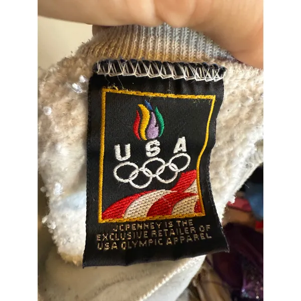 Vintage USA Olympic Sweatshirt Crewneck‎ Grey Heather USA OLYMPICS Apparel - Image 4
