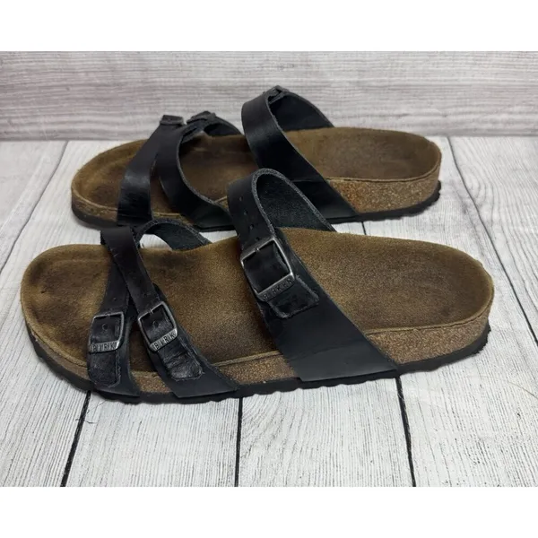 BIRKENSTOCK Franca Triple Strap Slide Sandals EU 42 Black - Image 3