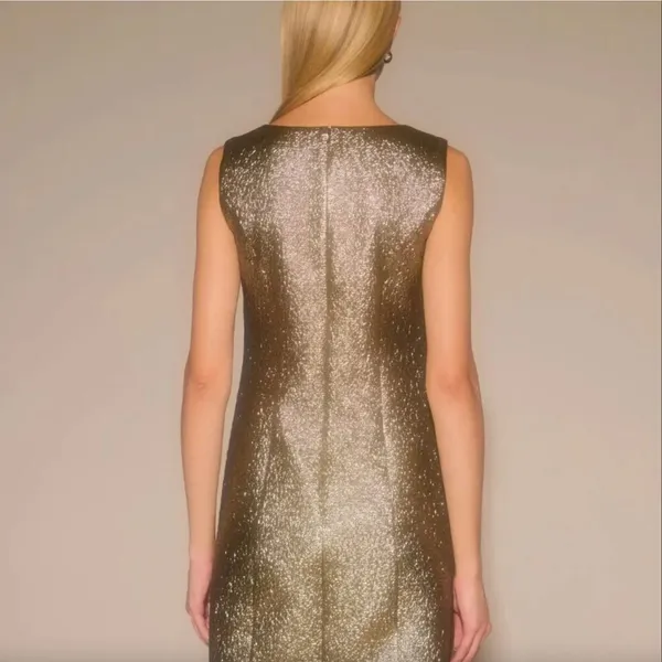 Abercrombie & Fitch Gold Metallic Sleeveless Mini Dress Medium Party Cocktail - Image 4