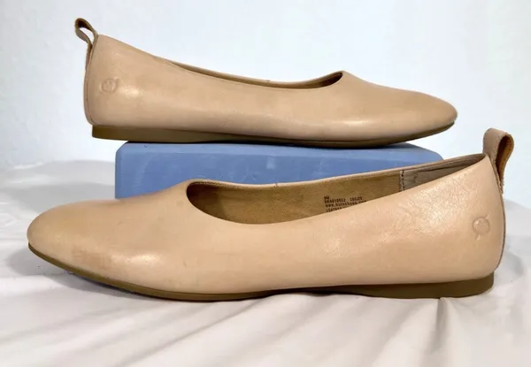 Born Womens Ballet Flats Size 9 M Beige Nude Leather Square Toe Slip On Shoes - Image 6