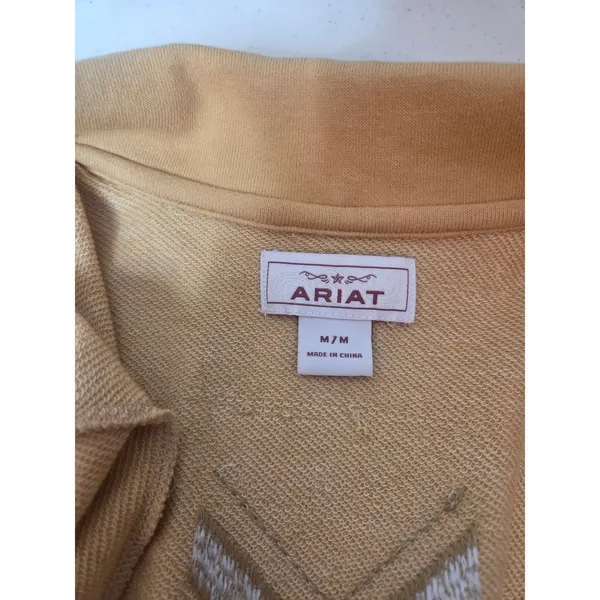 Ariat Southwestern Women’s Medium Mustard Yellow Embroidered Open Cardigan - Image 4