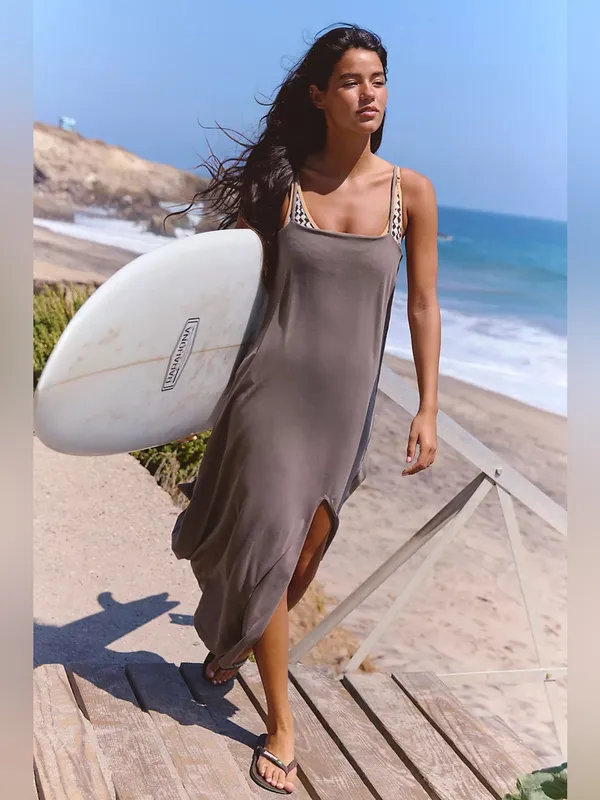 NWT FP Movement Hot Shot Strappy Brown Dress L - Image 3