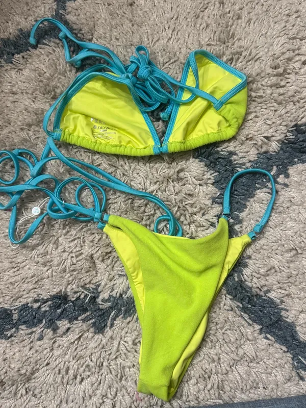 Frankies Bikinis Set Green Blue Size Large - Image 9