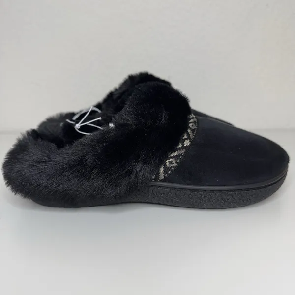 Isotoner Women’s Memory Foam Slippers Black Faux Fur Size S 6.5–7 NIB NEW In Box - Image 9