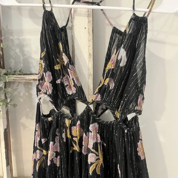 Anthropologie Cutout Maxi Dress Sheer Black Motif Size‎ XS Cover Up Boho - Image 11