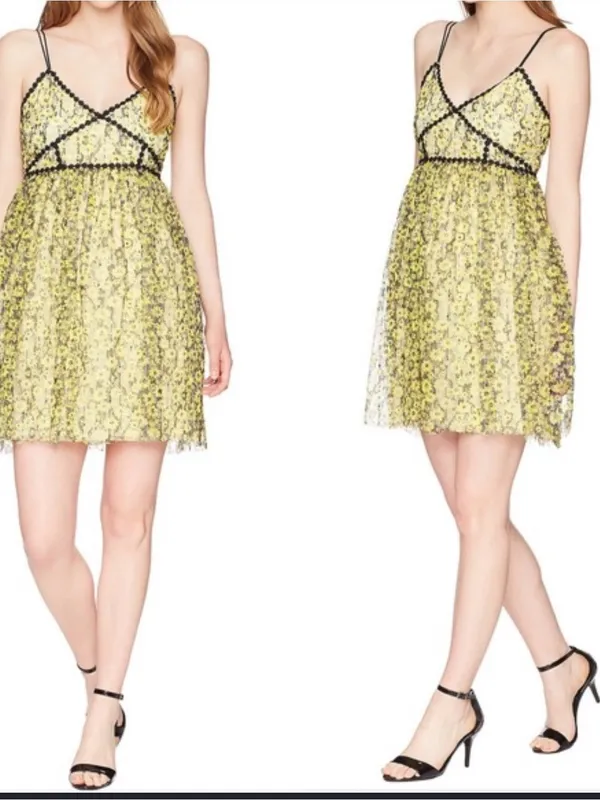 Y2K Romeo And Juliet Size L Yellow Black trim Lacy Dress NWT fairy baby doll - Image 2