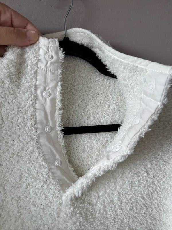 Skims Women’s Off White Ivory Teddy Bouclé Sherpa High Neck Fleece Size S/M - Image 3
