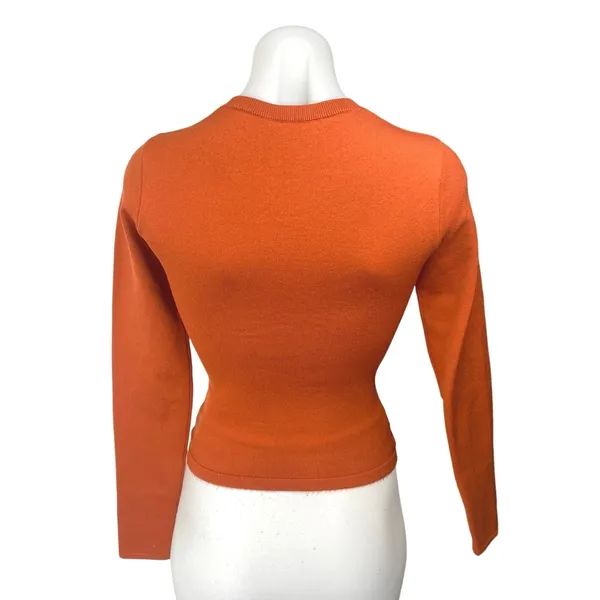 Aritzia Babaton Coral Orange Long Sleeve Crew Neck Slim Sweater Top Size 2XS - Image 2