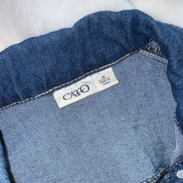 Cato Denim Vest Faux Leather Trim Size M Button Front - Image 4