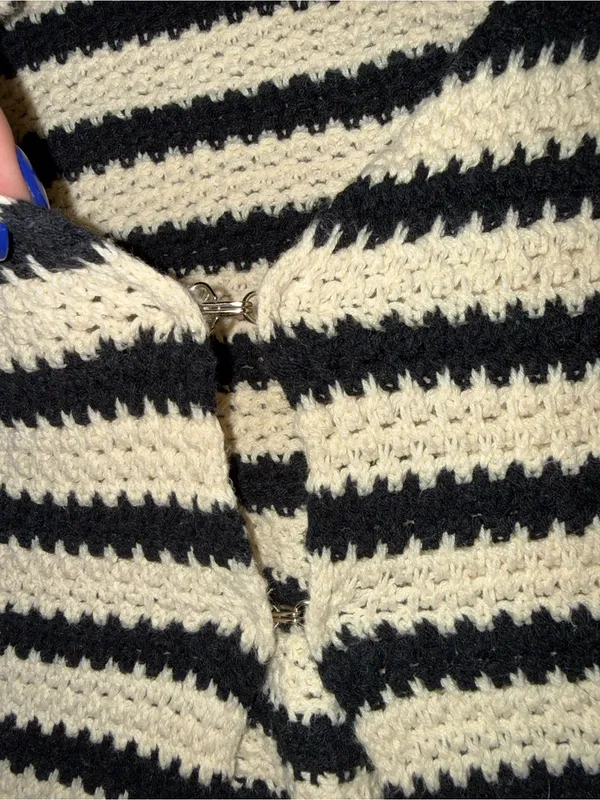 Isalis Crochet Cream and Black Cardigan Vest - Image 3