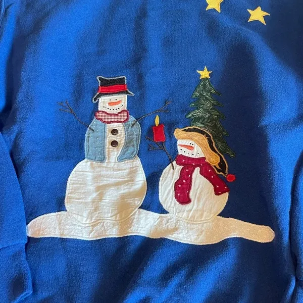 Vintage snowman 90s‎ y2k sweater Blue - Image 2