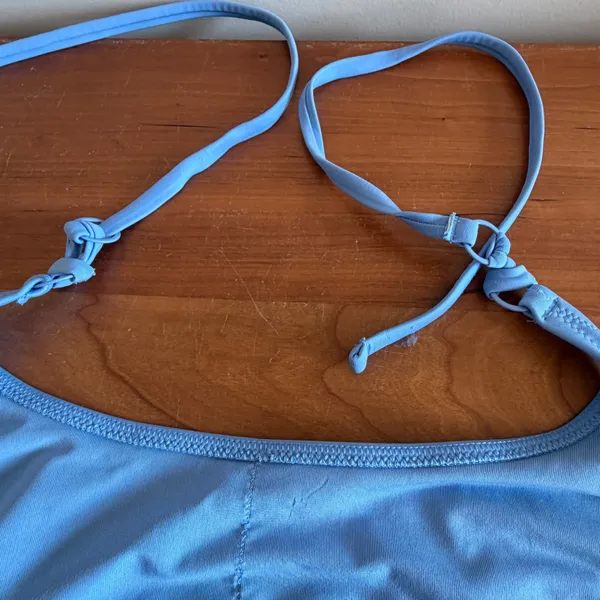 Aerie Light Blue Halter Bikini Top‎ Adjustable Straps Size Large - Image 3