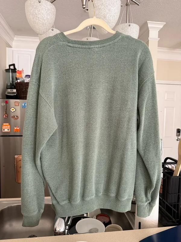 Myrtle Beach Sage Green Knit Textured Crewneck - Image 2