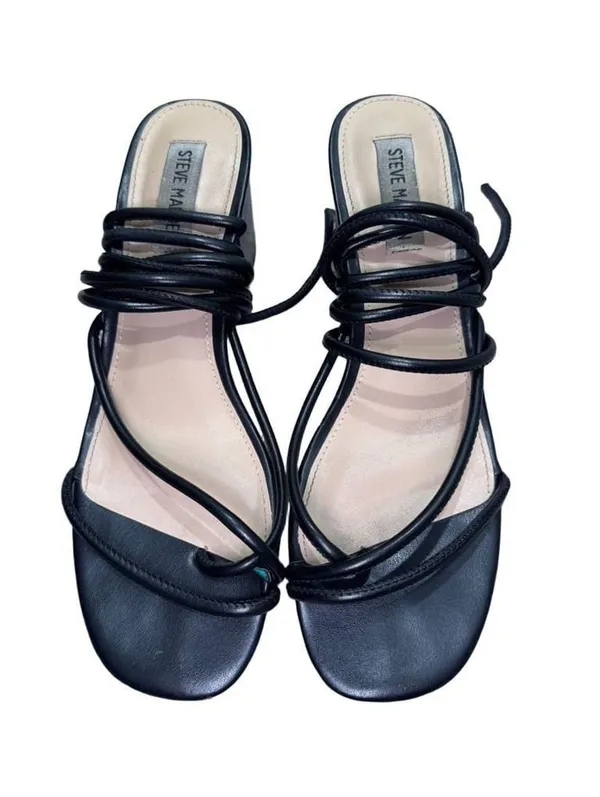 Steve Madden Heeled Sandals Black Strappy Tie Up - Image 2