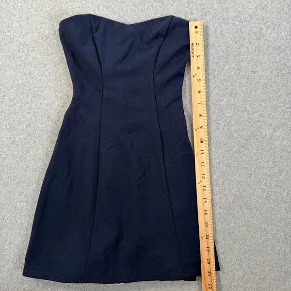 Lucy In The Sky Size XXS Navy Blue Strapless Mini Dress Ladder Bow Back Bodycon - Image 3