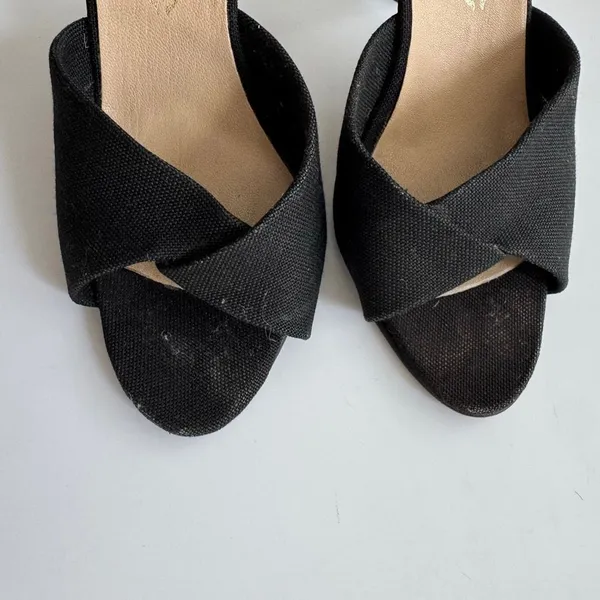 Vintage Y2K Twist Front Slingback Denim Funky Summer Sandal Made in Italy 37 - Image 3