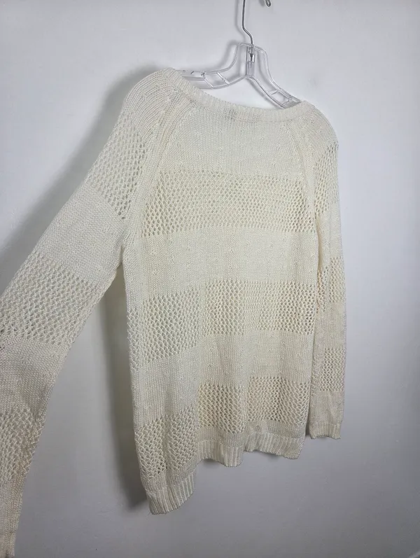 So. White Loose Knit Sweater Top Beachy Boho Ethereal Fairy Academia Angelic XL - Image 8