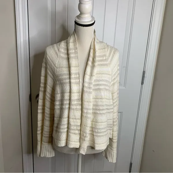 Anthropologie moth bell‎ sleeves open front cotton sweater cardigan medium - Image 4