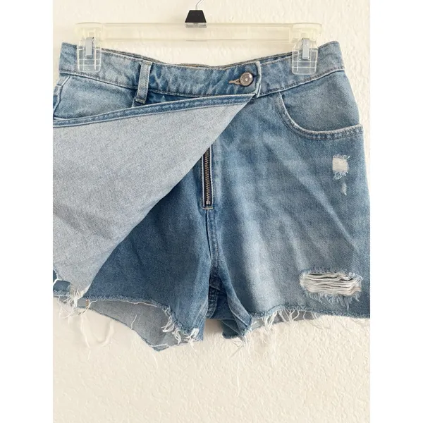 Zara Blue Distressed Denim Skort - Image 3