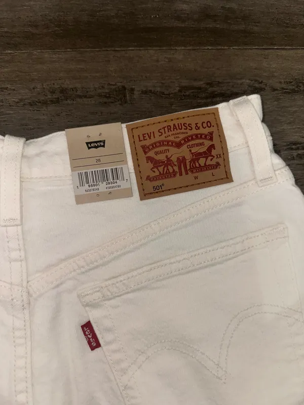 Levi’s 501 High-Rise Denim Jean Shorts White - Image 4
