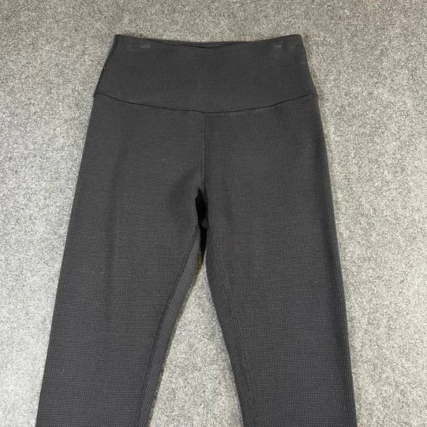 Alo Yoga High Waist Waffle Knit Leggings Charcoal Grey Tencel Blend Womens Small - Image 2