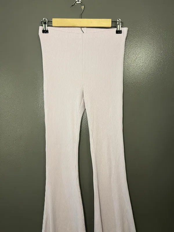 Aerie Pants Womens Small Purple Ribbed Knit Flare Leg Stretch Lounge Sweatpants - Image 2
