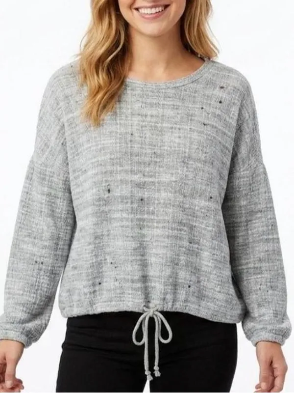 Anthropologie Women's Long Sleeve Drop Shoulder Cinched Hem Pullover Sweater - Image 3