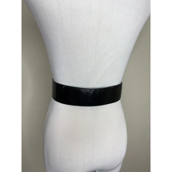 Black Stretch Belt Silver Hardware OSFA - Image 2