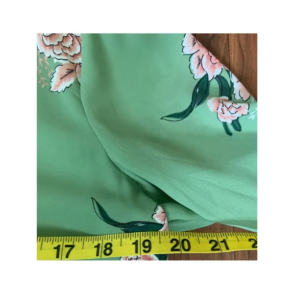 LOFT Green Floral V-Neck Peasant Long Sleeve Blouse Top Semi Sheer M Feminine - Image 7