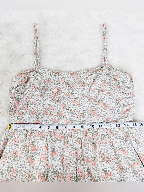 Peach Floral Spaghetti Strap Midi Dress Large Cottagecore Summer Wedding Guest - Image 13