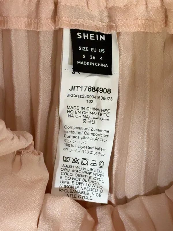 SHEIN Blush Pink Pleated Midi Skirt High Waist Size S - Image 4