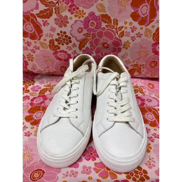 Lucky Brand Sz 8 White Leather Divahna Lace Up Low Top Casual Classic Sneakers - Image 3
