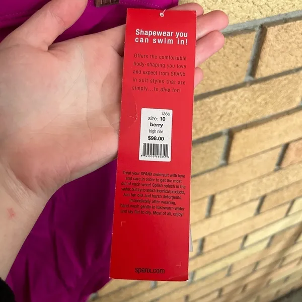 SPANX Core High Rise Bottom Swimwear 1366 Berry Bathing Suit Size 10 NWT - Image 4