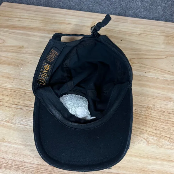 Ariat Black Cotton Cadet Hat Silver Embroidered Sugar Skull Rhinestone Distress - Image 5