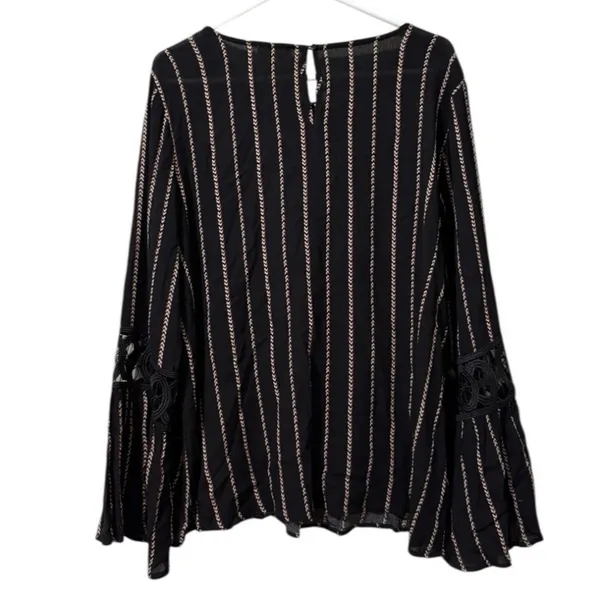 ODDY Women Size‎ Medium Crocheted Bell Sleeve Blouse Boho Hippie Peasant Rayon - Image 2