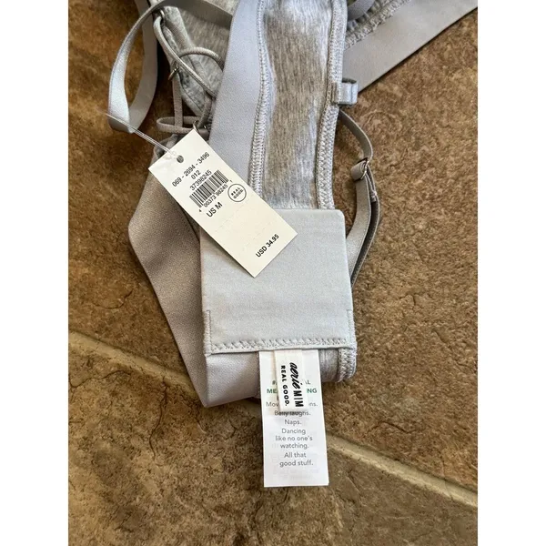 Aerie Real Good Strappy Side Lace Up Bralette Grey Size Medium - Image 8