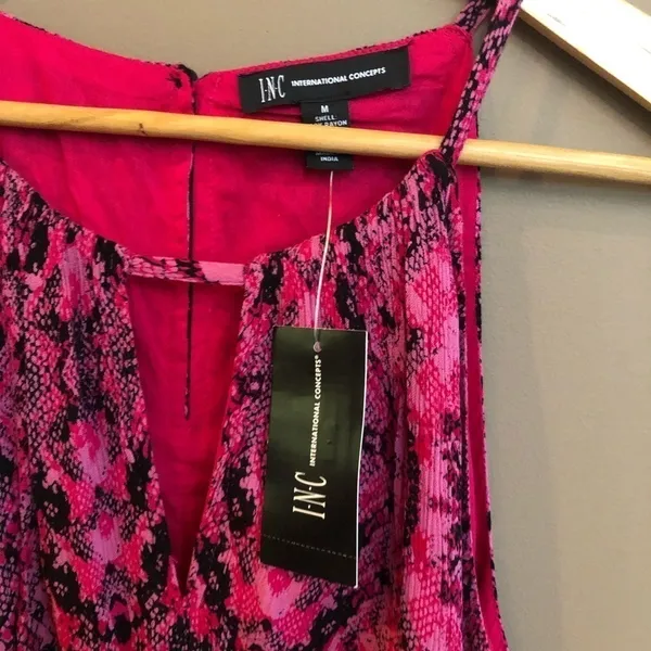 NWT INC Pink‎ Snakeskin Keyhole Midi Dress Size Medium - Image 5