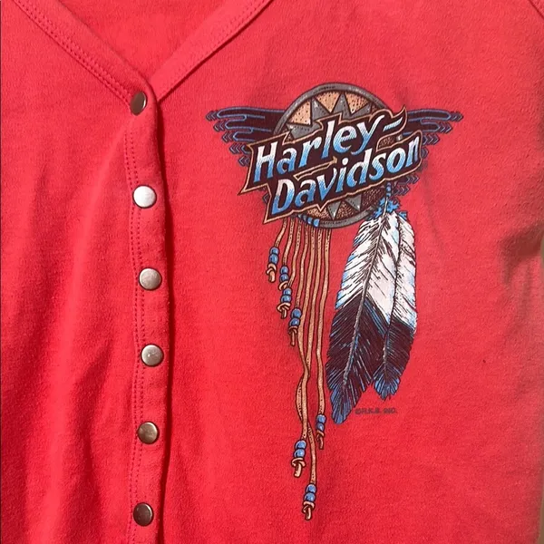Harley-Davidson Buttoned Tank Top Rare And Vintage - Image 2