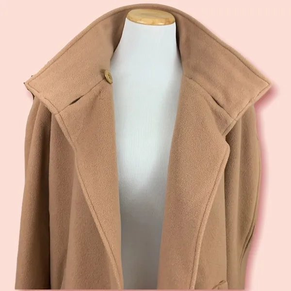 Vintage single button wool swing coat tan L Tan Size L - Image 4