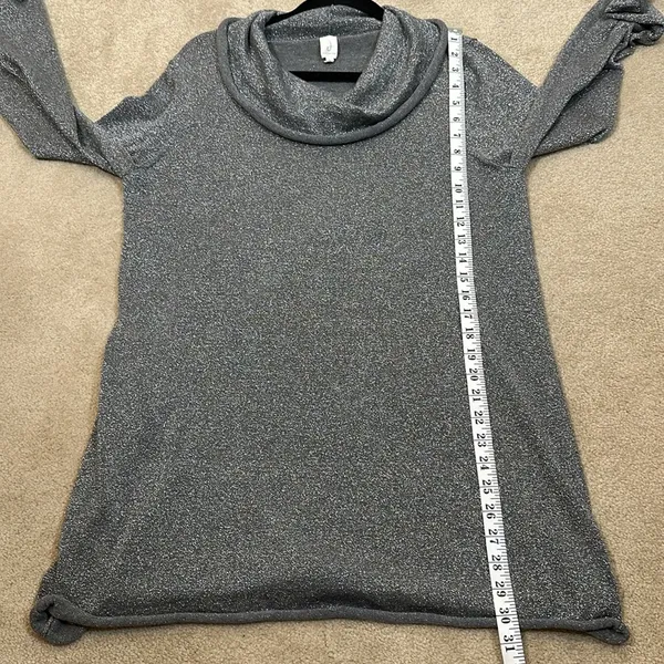 Jones New York Silver Gray Glitter Sparkle Lightweight Cowl Neck Sweater Large - Image 5