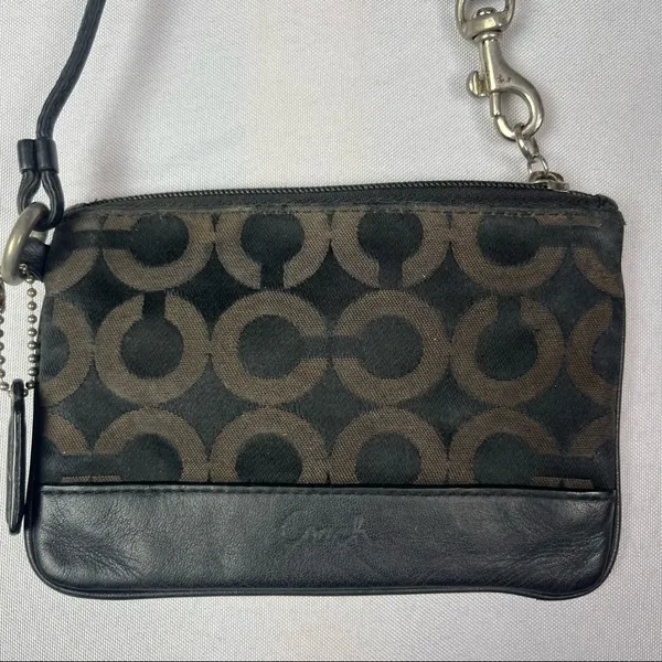 Coach Black Y2K‎ C Logo Leather Fabric Wristlet - Image 2