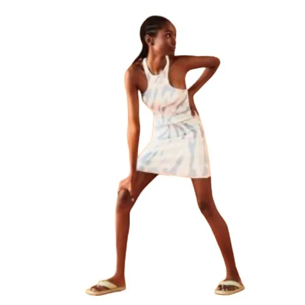 Zara asymmetrical ribbed baby blue and white tie dye tank dress beach vacation - Image 5