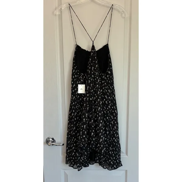 Kimchi Blue Urban Outfitters Black Floral Smocked High Low‎ Mini Dress Large NWT - Image 5