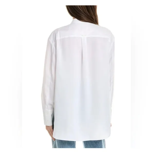AllSaints Mae Shirt White Pleated Bib Tuxedo Blouse Organic Cotton‎ US 6 - Image 9