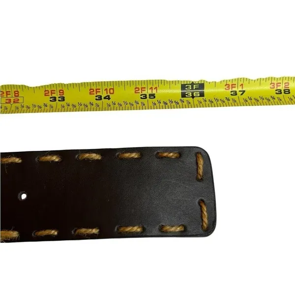 Western Cowgirl Grunge Black Infinity Stud Belt 36" Rope Stitch Hem S/M NWT - Image 3