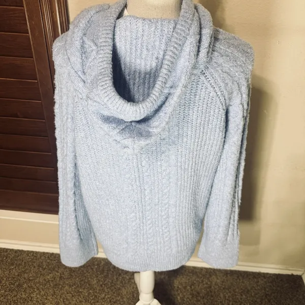 NWT Abercrombie &‎ Fitch Womens M Light Blue Super Soft Hooded Sweater Lounge - Image 5